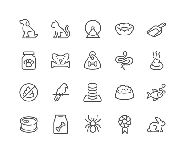 Línea de iconos para mascotas — Vector de stock