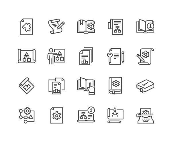 Línea de Documentación Técnica Iconos — Vector de stock