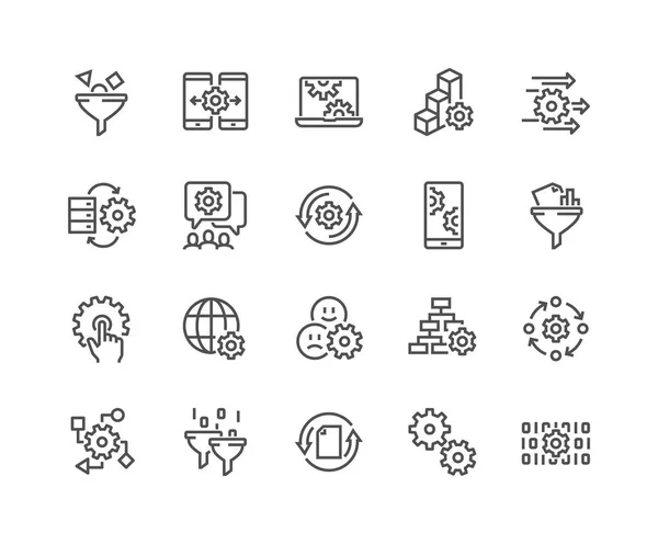 Line Data Processing Icons Royalty Free Stock Illustrations