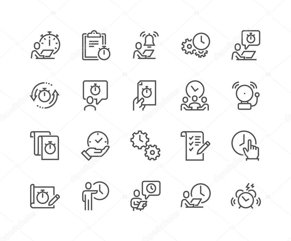 Line Time Management Icons