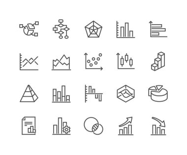 Çizgi grafikleri ve diyagramları simgeler