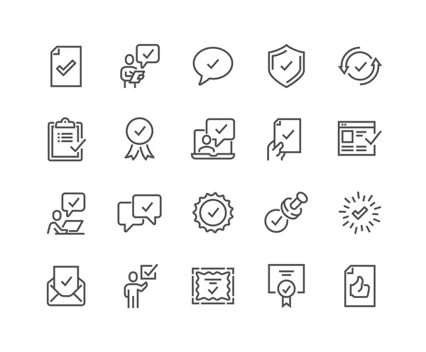 Línea Aprobar iconos — Vector de stock