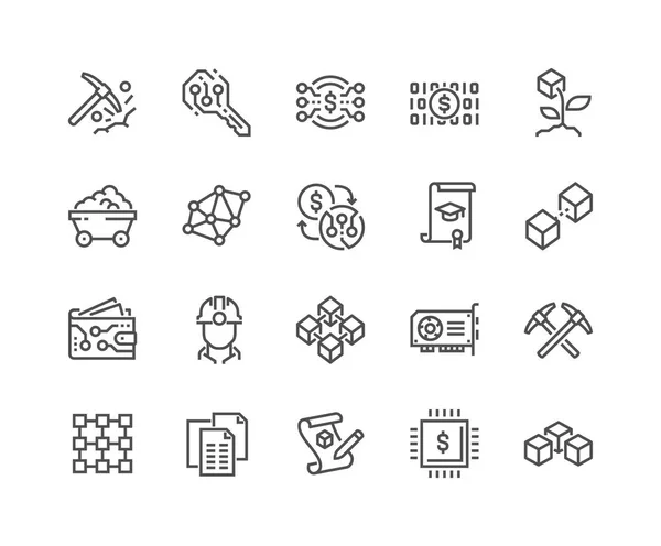 Line Blockchain Icons — Stock Vector