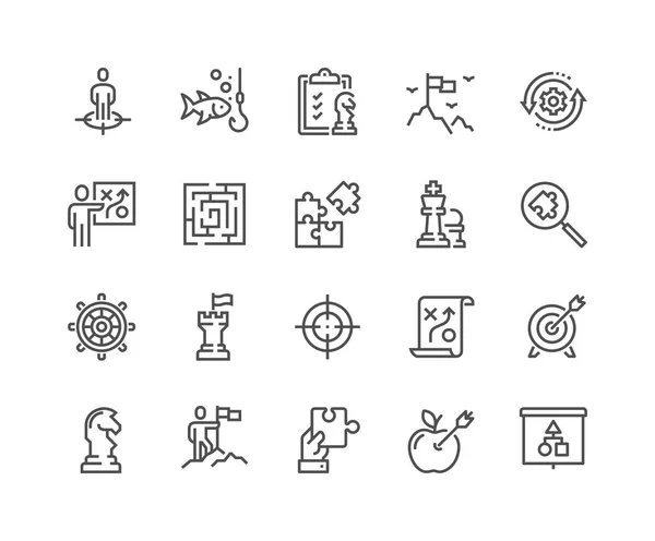 Línea de negocio Estrategia iconos — Vector de stock