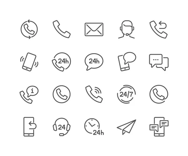 Iconos de contacto de línea — Archivo Imágenes Vectoriales