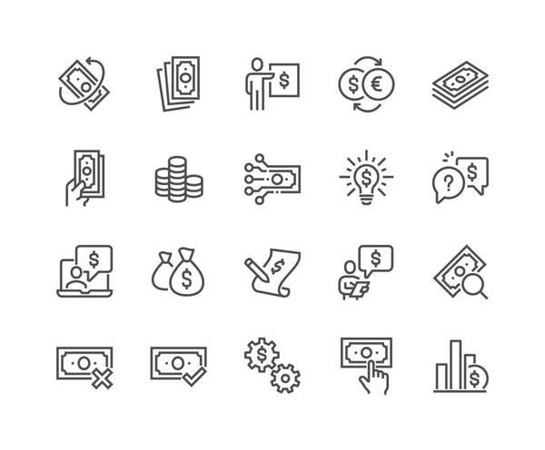 Línea de dinero iconos — Vector de stock