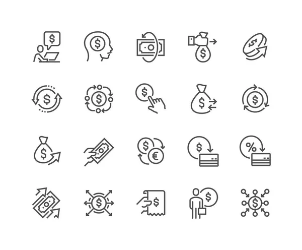 Line Money Movement Icons Stock Illustration