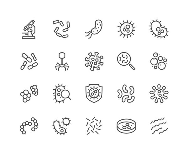 Line Bacteria Icons