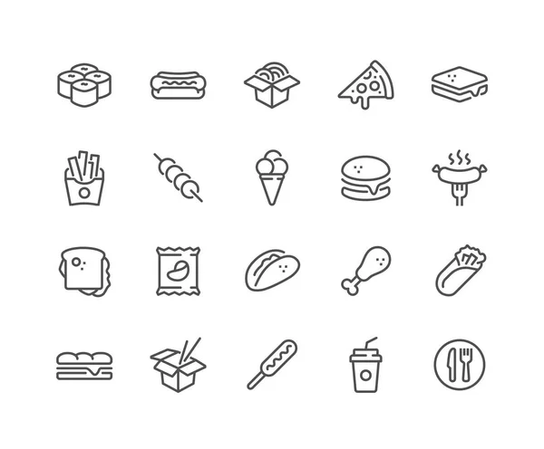 Line Fast Food Icons — Stock Vector