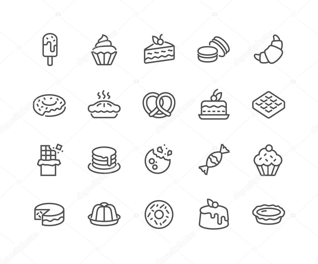 Line Dessert Icons