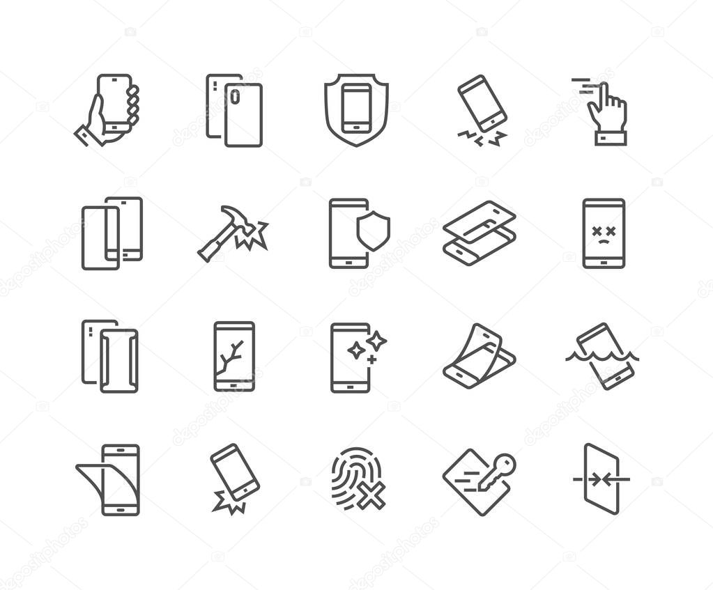 Line Smartphone Protection Icons