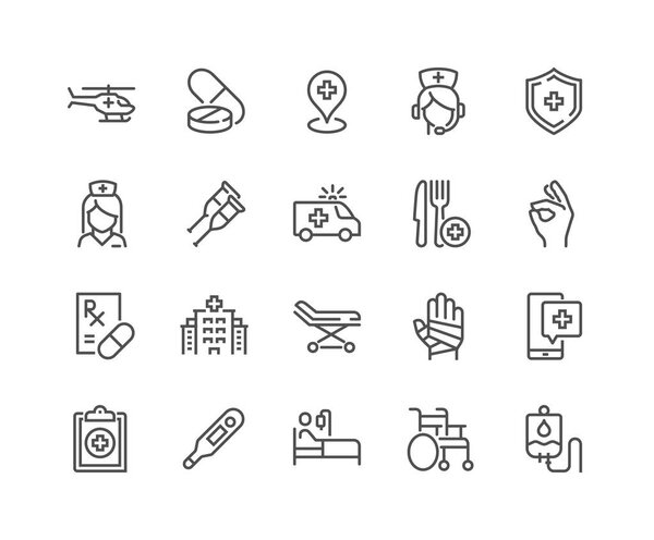 Line Medical Assistance Icons