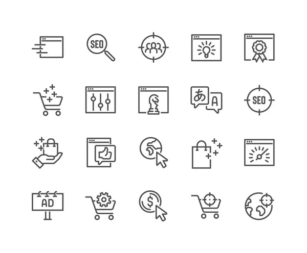Лінія Seo іконки — стоковий вектор