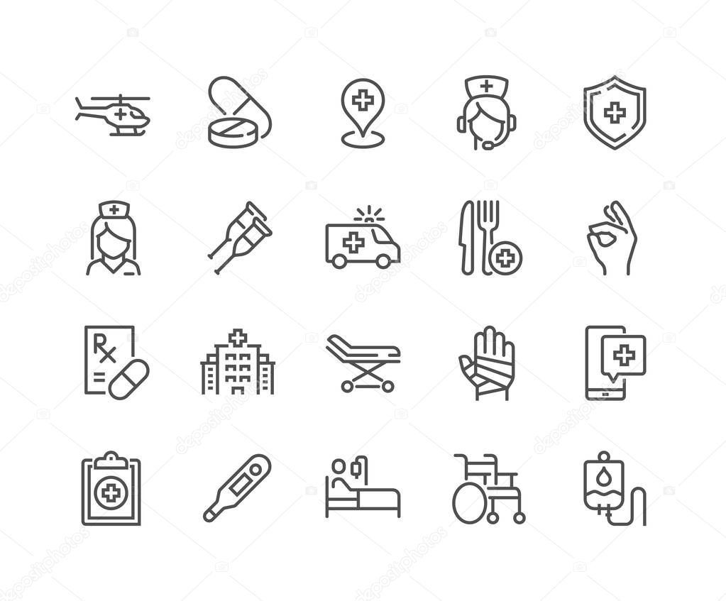 Line Medical Assistance Icons