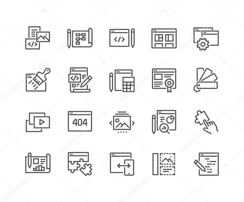 Line Web Development Icons