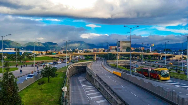 Street with highways and tunnels and bridges in Bogota Colombia