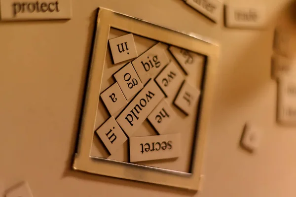 Scrabble on a fridge — Stock Photo, Image