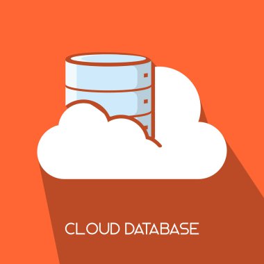 bulut veritabanı sunucusu bulut basit temiz düz uzun gölge simgesi web tasarımı, eleman, baskı ve sunum için illüstrasyon 