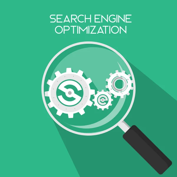 Büyüteç büyüteç cam basit temiz düz uzun gölge simgesi illüstrasyon Seo Arama Motoru Optimizasyonu dişliler