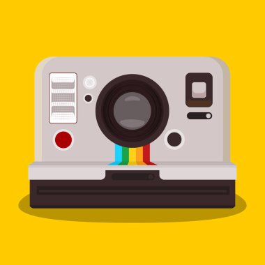vintage retro camera  icon flat rough outline style  clipart