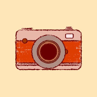 Klasik retro kamera simgesi düz kabataslak taslak biçimi 