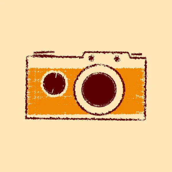 Vintage Retro Camera Icon Flat Rough Outline Style — Stock Vector