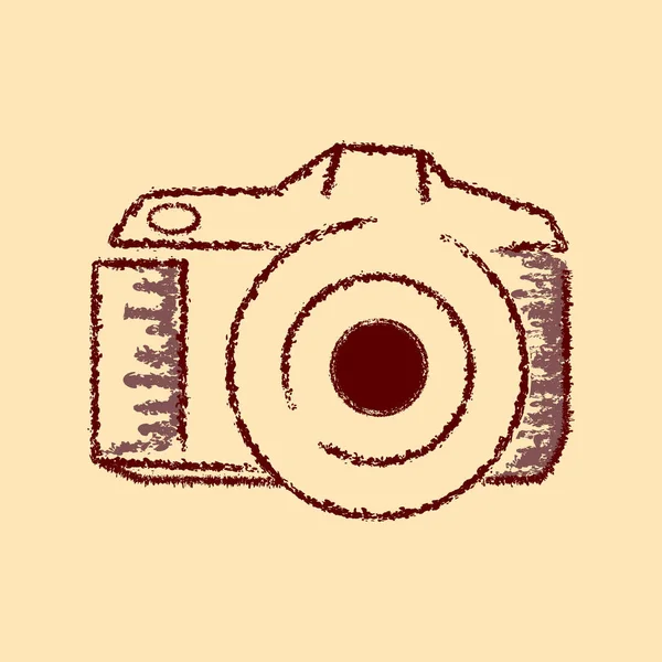 Vintage Cámara Retro Icono Plano Contorno Áspero Estilo — Vector de stock