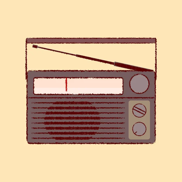 Negro Radio Plana Icono Contorno Áspero — Vector de stock