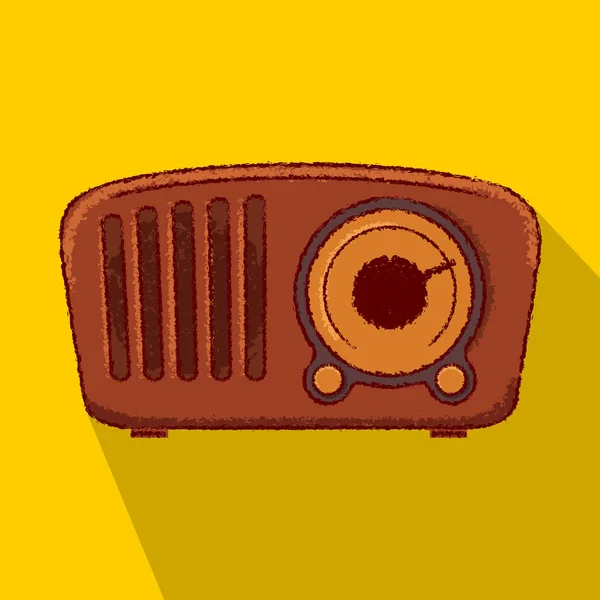 Vintage Rádio Dlouhý Stín Ikona Detailní Hrubý Obrys Styl — Stockový vektor