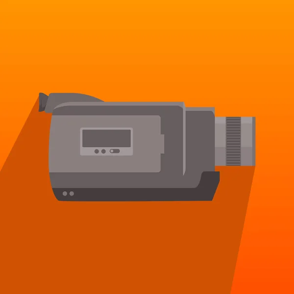 Handycam Personal Mano Video Grabadora Plana Estilo Sombra Larga Ilustración — Vector de stock