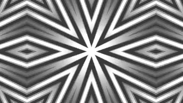 Caleidoscopio Abstracto Animación Blanco Negro — Vídeo de stock