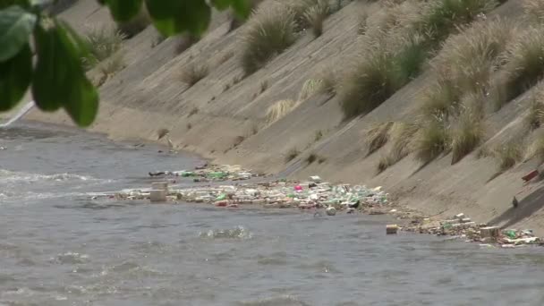 Águas Contaminadas Rio Danos Ambientais — Vídeo de Stock