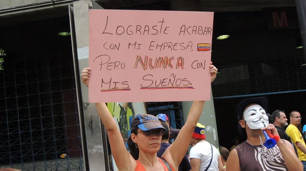 ベネズエラの自由のための抗議 共産主義に反して 社会主義に対して 2014年3月 ベネズエラのカラカスで自由に抗議する学生と人々 — ストック写真