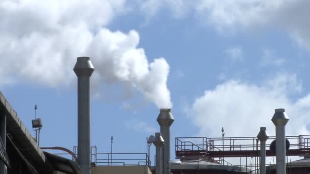 Pollution Industrielle Dans Ciel Bleu Réchauffement Climatique — Video