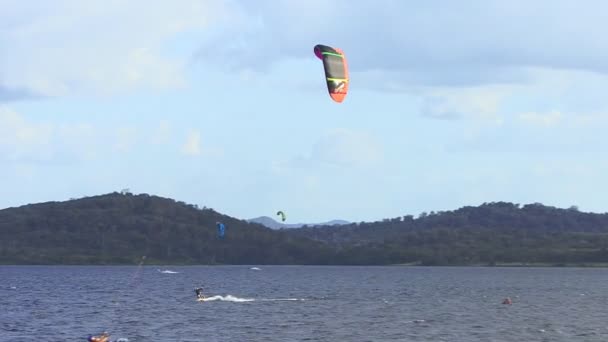 Kitesurfen Een Rivier Venezuela — Stockvideo