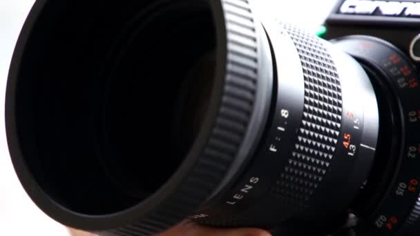 Super Film Camera Moving Lens Close — Stock Video