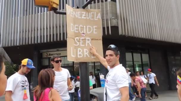 Venezuela Özgürlüğün Protesto Edilmesi Komünizmle Karşı Sosyalizme Karşı Öğrenciler Insanlar — Stok video