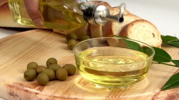 Antipasto Olio Oliva Pane — Video Stock