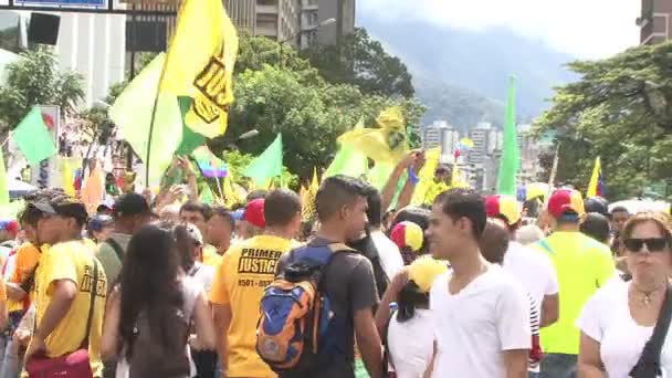 ベネズエラの自由に対する抗議 共産主義に反対 社会主義に反対 カラカスベネズエラ2016ベネズエラの自由のための抗議 大群衆 — ストック動画