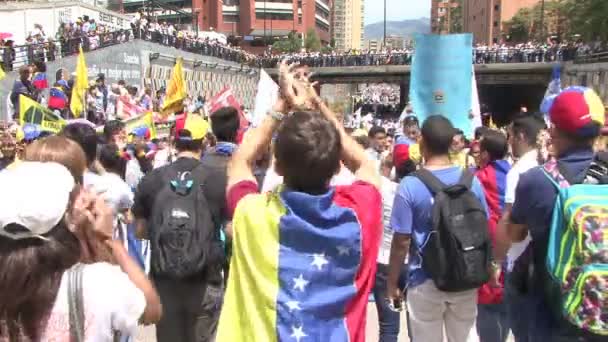 Protesta Por Libertad Venezuela Contra Comunismo Contra Socialismo Caracas Venezuela — Vídeo de stock