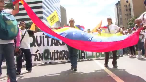 ベネズエラの自由に対する抗議 共産主義に反対 社会主義に反対 カラカスベネズエラ2016ベネズエラの自由のための抗議 大群衆 — ストック動画