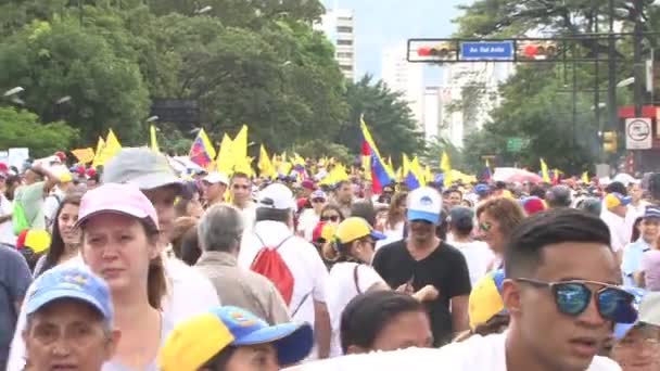 Protesta Por Libertad Venezuela Contra Comunismo Contra Socialismo Caracas Venezuela — Vídeo de stock