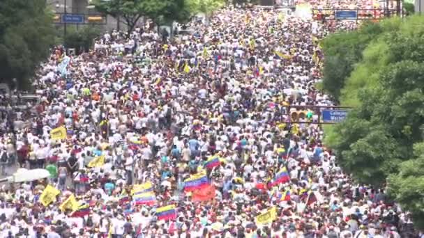 Protesta Por Libertad Venezuela Contra Comunismo Contra Socialismo Caracas Venezuela — Vídeos de Stock