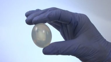 Testis protezi doktor elinde.