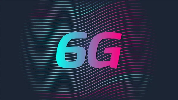 6. nesil internet. Arka planda 6g ve soyut kontur çizgileri. Vektör çizimi 