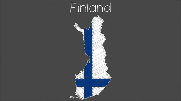 Finlândia Mapa Bandeira Quadro Estilo Vetor Ilustração — Vetor de Stock