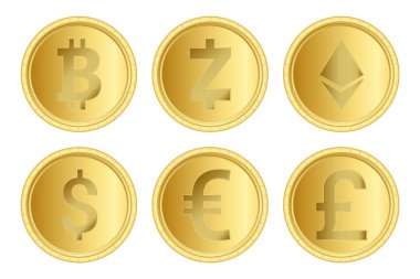 Gerçekçi tarzda altın sikkeler. Vektör illüstrasyon Eps10.