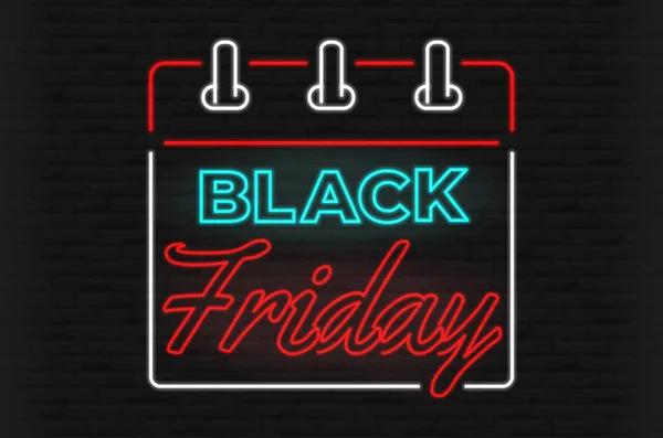 Black friday neon işareti şablonu. Vektör Eps10.
