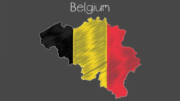 Belgio Mappa Bandiera Illustrazione Bandiera Del Belgio Forma Mappa Sulla — Vettoriale Stock