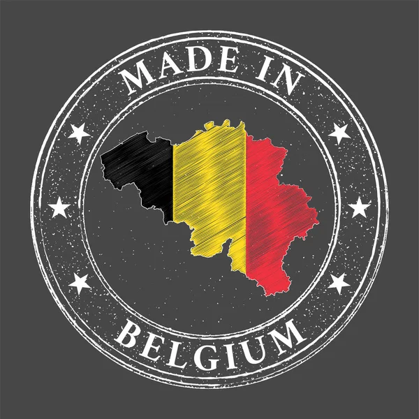 Modèle Fabriqué Belgique Carte Géographique Drapeau Belgique Style Timbre — Image vectorielle